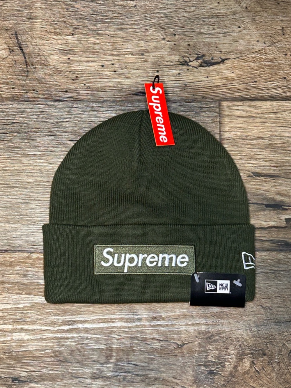 🔥Supreme x New Era Box Logo “Olive Green” Beanie 🫒 New With Tags❗️